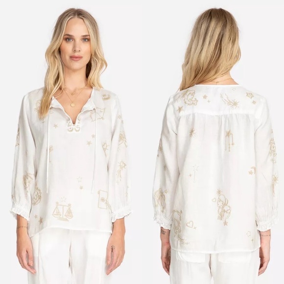 ❤️SOLD❤️Johnny Was Algol Linen Split Neckline Whi - Picture 2 of 11